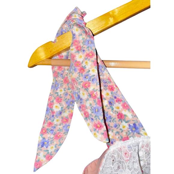 NWT La February Ditzy Floral Baby Doll Dress Small Lace Trim Pink Cottagecore - Picture 7 of 12